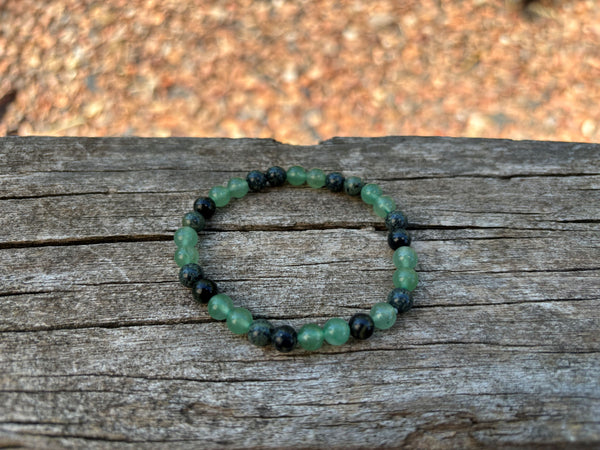 Bracelet élastique en Jaspe Kambaba et Aventurine Verte, Made in France