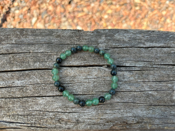 Bracelet élastique en Jaspe Kambaba et Aventurine Verte, Made in France