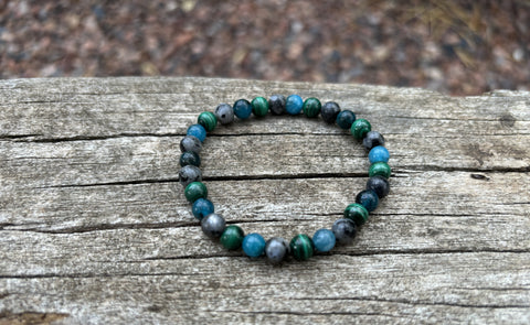 Bracelet de lithothérapie en Malachite, Apatite et Labradorite