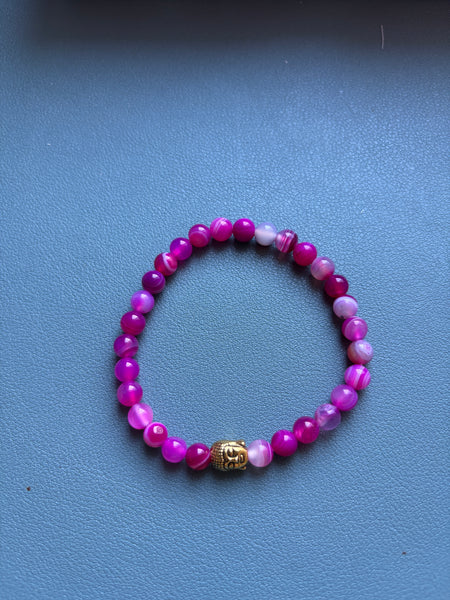 Bracelet élastique de Lithothérapie en Agate Rose