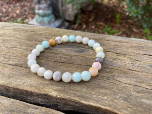 Bracelet élastique de Lithothérapie en Amazonite naturelle